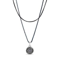 Nautica Stainless Steel Double Layered Black Compass Necklace for Men