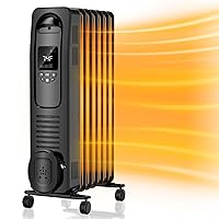 1500W Oil Filled Heater-Electric Radiator Space Heater with Adjustable Thermostat, 4 Modes, Tip-over & Overheat Protection, Led Digital Display, Portable Heaters for Office/Indoor Use