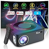 4K Support 5G WiFi Bluetooth Native 1080p Projector, XNANO 500 ANSI Home Theater Outdoor Portable Movie Smart FHD Projector for iOS/Android/TV Stick with 5W Speaker, Lighting Effect, Built-in More App