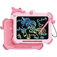 LCD Writing Tablet for Kids, Unicorn Colorful Screen Doodle Board, Erasable Electronic Drawing Pad, Educational Toy, Toddlers Travel Toy, Christmas Birthday Gift for 3 4 5 6 7 Year Old Girls Pink