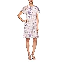S.L. Fashions Women's Sleeveless Cutout Pearl Neck Dress, Lilac Pink Floral