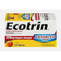 Ecotrin Safety Coated Aspirin Arthritis Pain Reliever Tablets, Regular Strength, NSAID 325 mg, 125 ct (Pack of 2)