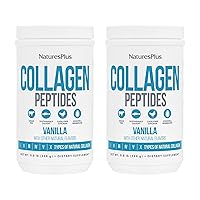 NaturesPlus Collagen Peptides, Vanilla - 0.8 lb Powder, Pack of 2 - Hair, Skin, Nail & Joint Health, Immune System Support - Non-GMO, Gluten Free - 28 Total Servings