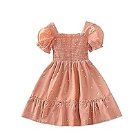 Toddler Girls' Dresses Bubble Sleeves Short Sleeved Pleated Polka Dot Princess Dress Summer Beach Dress for Baby Girl