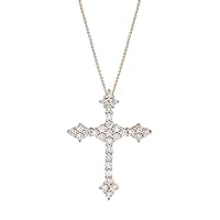 TVON - 0.81Cts Round Shape Natural Diamond - Cross Pendant for Women in 14K Gold with Prong Setting - SP10901