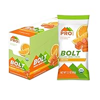 Bolt Organic Energy Chews, Orange, Non-GMO, Gluten-Free, USDA Certified Organic, Healthy, Natural Energy, Fast Fuel Gummies with Vitamins B & C, 2.1 Ounce (Pack of 12)