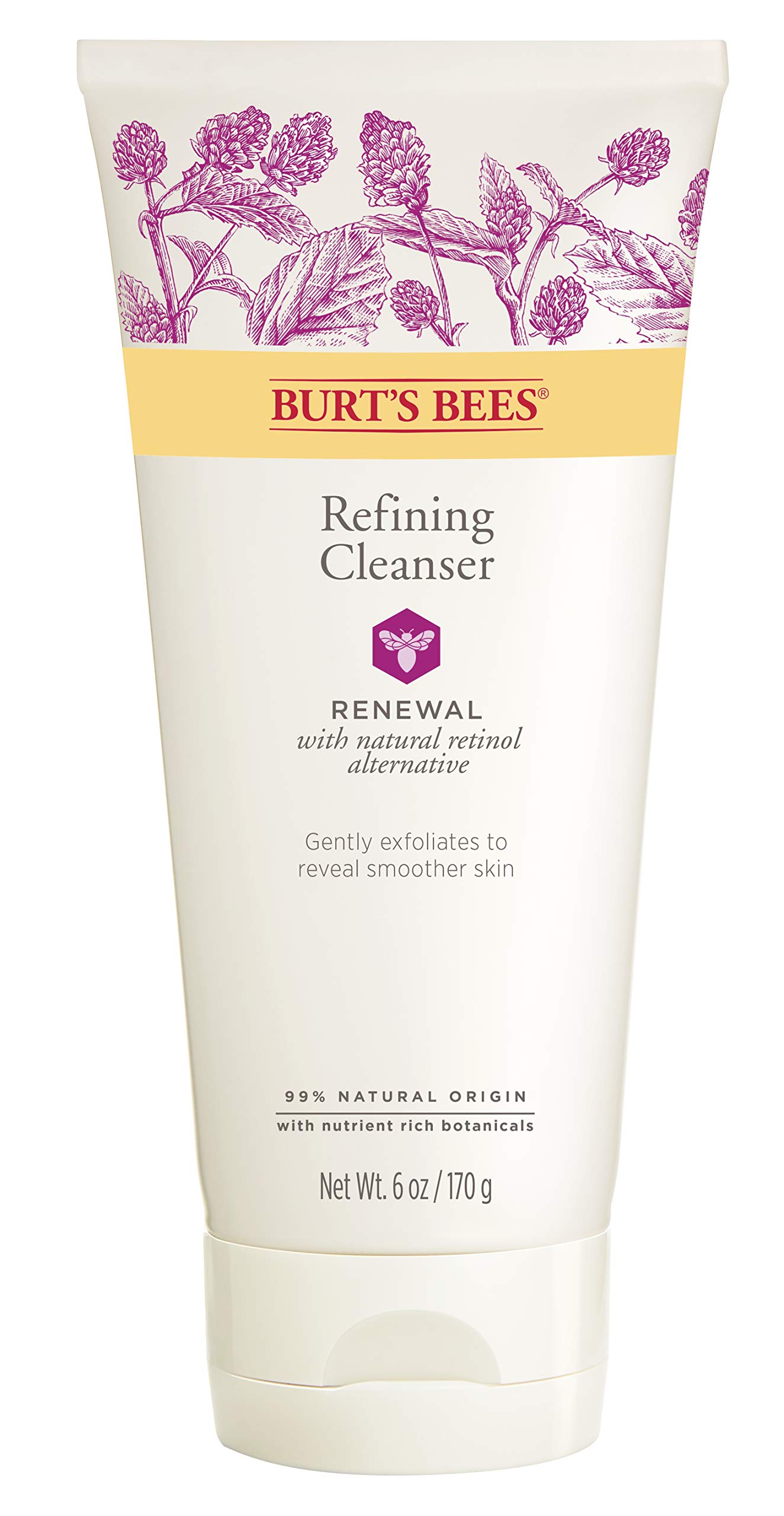 Burt's Bees Face Cleanser, Retinol Alternative, Refining Facial Wash, All Natural, Anti-Aging Skin Care, 6 Ounce (Packaging May Vary)