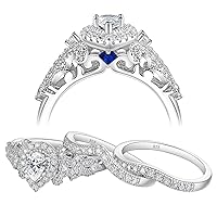 Newshe Jewellery Wedding Rings for Women AAAAA Cz Engagement Band 925 Sterling Silver 1.5Ct Pear Bridal Sets Size 4-13