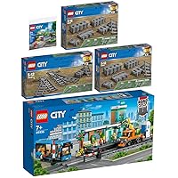 Lego City Set of 5: 60335 Train Station, 60238 Turnouts, 2 x 60205 Rails & 30588 Children's Playground
