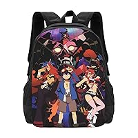 Anime Gurren Lagann Backpack Cartoon Large Capacity Backpacks Laptop Backpack Lightweight Canvas Shoulder bag Outdoor Travel 16-Inch Black