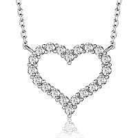 MomentWish Heart Necklace for Women, Valentine's Day Gift for Her, 0.6Carat Moissanite Necklace, S925 Sterling Silver Necklace for Christmas Birthday