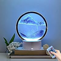 3D Sand Painting Table Lamp, Moving Hourglass Decorative Ambient Light, Living Room Bedroom Quicksand Table Lamp 15ml - Desk Toy Home Office Decorative Table Lamp (Blue)