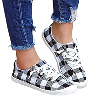 Women Shoes Sneakers Canvas Slip-On Christmas Print Comfort Casual Lace Up Low-Top Womens Winter Shoes