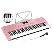 McGrey LK-6120-MIC Keyboard - Beginner Keyboard with 61 Light Keys - 255 Sounds and 255 Rhythms - 50 Demo Songs - Includes Microphone - Pink