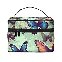 Beautiful Butterfly Pattern Print Makeup Bag for Women Portable Toiletry Bag Large Capacity Travel Cosmetic Bag for Outdoor Travel
