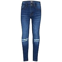 A2Z 4 Kids Mid Blue Knee Ripped Jeans Denim Comfort Stretch Skinny Pants Trousers Lightweight Trendy Summer Boys Age 5-13 Yrs