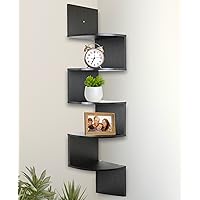 Corner Shelf, Greenco 5 Tier Shelves for Wall Storage, Easy-to-Assemble Floating Wall Mount Shelves for Offices, Bedrooms, Bathrooms, Kitchens, Living Rooms and Dorm Rooms, Espresso Finish