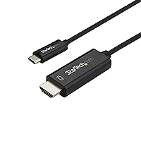 StarTech.com 6ft (2m) USB C to HDMI Cable - 4K 60Hz USB Type C to HDMI 2.0 Video Adapter Cable - Thunderbolt 3 Compatible - Laptop to HDMI Monitor/Display - DP 1.2 Alt Mode HBR2 - Black (CDP2HD2MBNL)