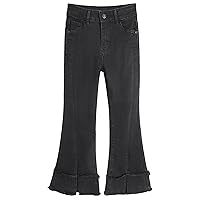 KIDSCOOL SPACE Girls Jeans, Split Hem with Dual Edges High Stretch Denim Flared Pants
