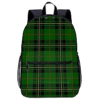 Green Scottish Tartan Plaid Travel Laptop Backpack Lightweight 17 Inch Casual Daypack Shoulder Bag for Men Women