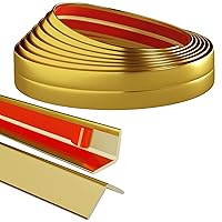 36 Feet Flexible Inside & Outside Corner Trim Molding Peel and Stick Molding 90° External Corner Guards Trim for Tile and Wall Edges Gaps,Furniture and Wall Repair-Gold/0.06