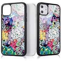 Floral Flower Case Cover for iPhone 12 Pro/12 Cactus Sublimation Case Aluminum Back Flexible Soft TPU Bumper Smooth Bright Glossy Durable Full Cover Shell for iPhone 12 Pro/12