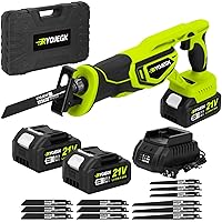 21V Cordless Reciprocating Saw, Brushless 27mm Saw with 2 x 4.0Ah Battery & 12 Saw Blades, 3500 SPM Power Cordless Saw, Tool-Free Blade Change recíproca for Wood & Metal Cutting