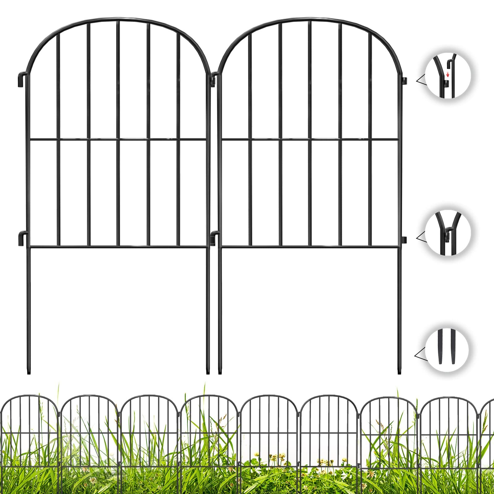 Mua Decorative Garden Fence 24 Pack Black,26 Ft (L) X 24 in (H ...