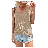 Sexy Tank Tops for Women，Womens Top Twist Front Wrap Tanks Scoop Neck Loose Fit Casual Summer Flowy Blouses Shirts