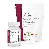 Bariatric Advantage Ultra Solo with Iron - 30 Capsules and Calcium Citrate Chewy Bites 500 mg - Assorted Fruit Flavor, 90 Count