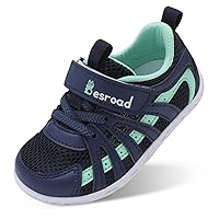 Besroad Toddler Shoes Boys Girls Barefoot Sneakers Kids Breathable Walking Shoes Lightweight Strap Anti-Slip Sole Tennis Shoes