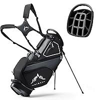 Golf Stand Bag with 14 Way Top Dividers, Lightweight Golf Bag for Men, Golf Bags with Stand, Multiple Pockets, Dual Strap, Rain Cover Hood