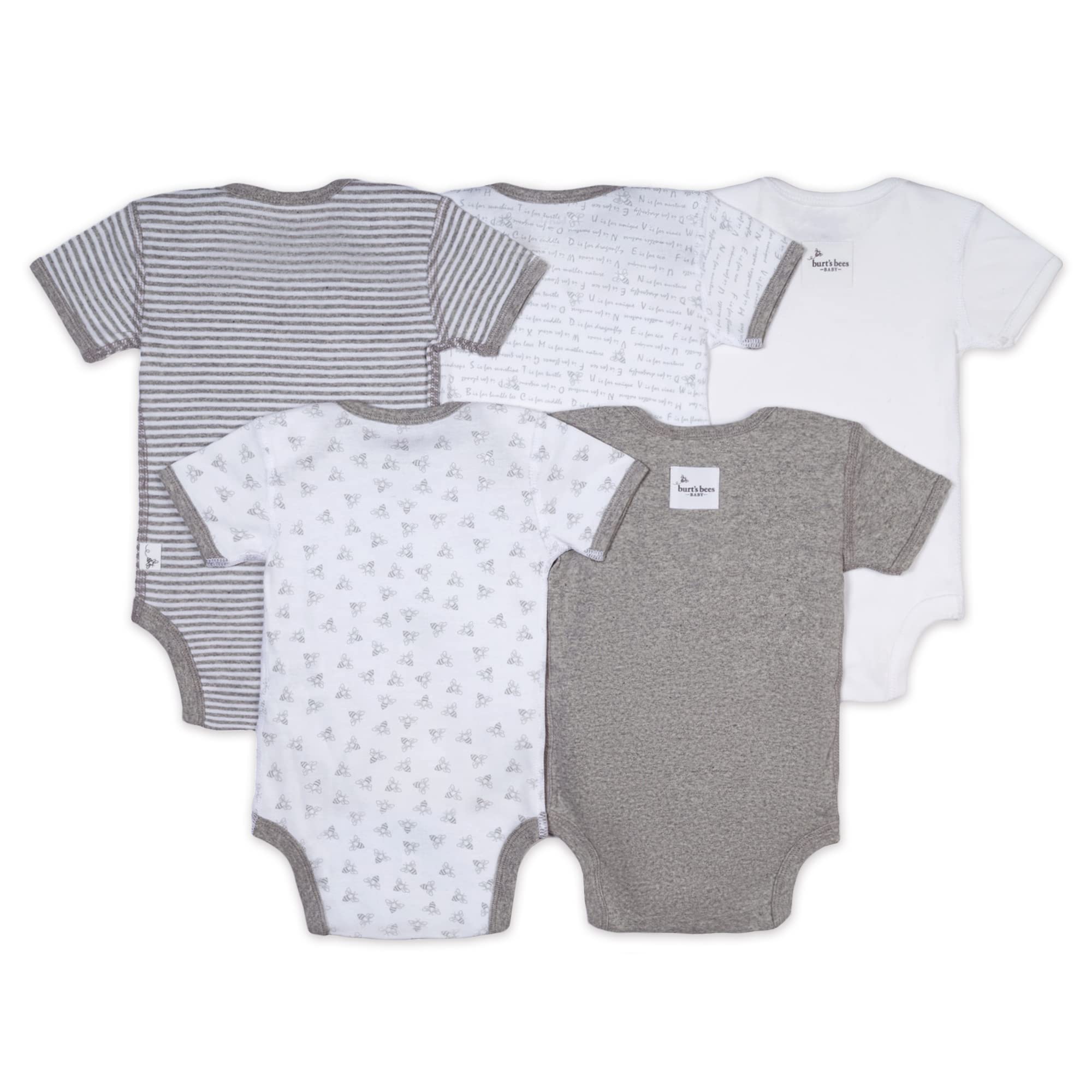 Burt's Bees Baby baby-boys Bodysuits, 5-pack Short & Long Sleeve One-pieces, 100% Organic Cotton