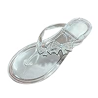 Womens Comfort Slides Sandals Summer Women Shoes Fashionable Bow Knot Shiny One Foot Wears Flat Sandals and Slippers