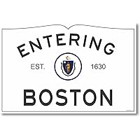 Entering Boston Road Sign - NEW World Travel Massachusetts - Poster