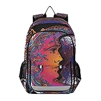 ALAZA Rainbow Moon Sun Boho Bohemian Laptop Backpack Purse for Women Men Travel Bag Casual Daypack with Compartment & Multiple Pockets