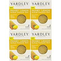 Yardley London Honey Lemon Scrub Massage Bar, 2 Count, 4 Ounce (Pack of 4) Total 8 Bars