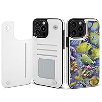 Underwater Tropical Fish Phone Case Flip Wallet with Card Holder Protective Phone Cover Compatible with iPhone 15 Pro Max