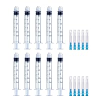 10 Pack 3ml Plastic Syringe with Needle, Syringe for Liquid, Oral, Scientific Labs, Measurement, Dispensing, Feeding Pets, Oil or Glue Applicator, Individually Wrapped (3 ML)