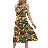 My Orders Dresses for Women 2024 Trendy Summer Beach Cotton Sleeveless Tank Dress Wrap Knot Dressy Casual Sundress with Pocket Today(3-Dark Green,XX-Large)