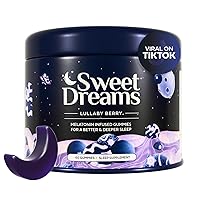 Dream Gummies Natural Sleep Aid for Adults, 5mg Melatonin, Magnesium, & L-Theanine - Vegan Gummy Supplement - Melatonin Gummies for Deeper Sleep (60 Count - Lullaby Berry)
