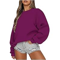 Women Oversized Sweatshirts Long Sleeve Crew Neck Pullover Fleece Teen Girls Casual Outfits 2023 Fall Trendy Clothes