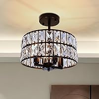 Crystal semi Flush Mount Ceiling Light, 11.22'' 4-Lights Dining Room Light Fixture with E12 Base, Light fixtures Ceiling Mount for Dining Room, Bedroom, Hallway, Kitchen, Entryway.