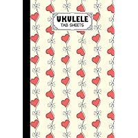 Ukulele Tab Sheets: Premium Hearts Cover | Ukulele Chord Diagrams / Blank Ukulele Tablature Notebook | 120 Pages | Size 6