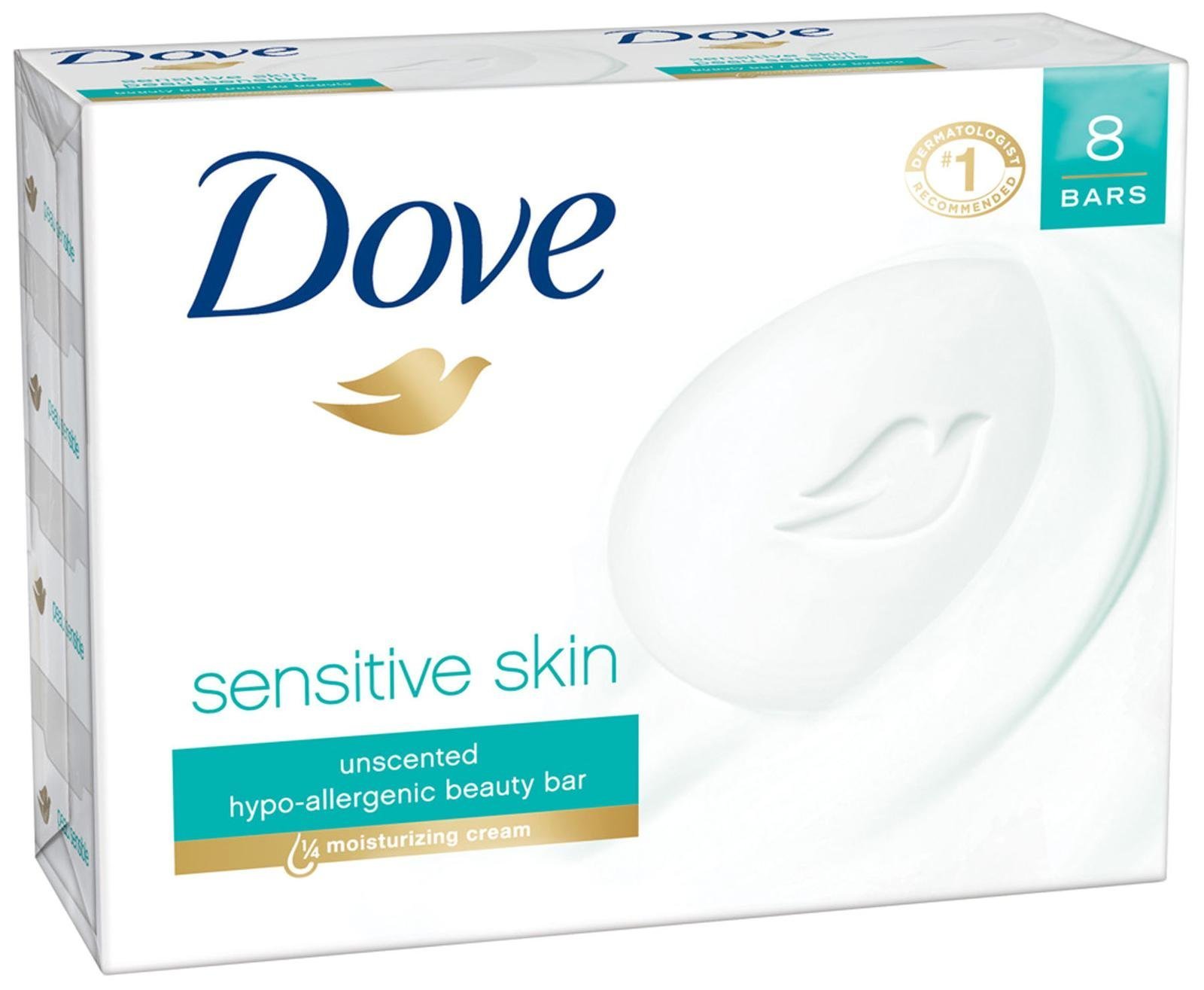 Dove Sensitive Skin Beauty Bar Unscented - 4oz(Pack of 8)