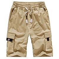 ELETOP Men's Elastic Waist Cargo Shorts Casual Big and Tall Relaxed Fit Outdoor Work Shorts