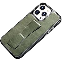 Back Phone Cover with Wristband, for Apple iPhone 13 Pro Max (2021) 6.7 Inch Leather Case with Horizontal and Vertical Kickstand (Color : Green)