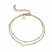 GD GOOD.designs EST. 2015 Anklet Heart for Ladies - Waterproof I Multi-row Anklet - Adjustable I Filigree Stainless Steel Ankle Jewellery in Gold - Silver - Rose Gold