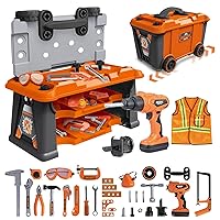 2 in 1 Kids Tool Bench-78 PCS Toddler Tool Bench with Tool Box and Electronic Toy Drill, Pretend Play Construction Toy Set for Kids Girls Boys Ages 3 4 5 6 7 Years Old Dress-up Party