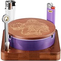 Cute Ashtray with Lighter Holder, Ceramic Ashtray with Lid Cover - Windproof & Odorless, Lidded Ash Trays Indoor Vintage Decor, Cool Cigarette Gifts for Careless Smoker - Purple